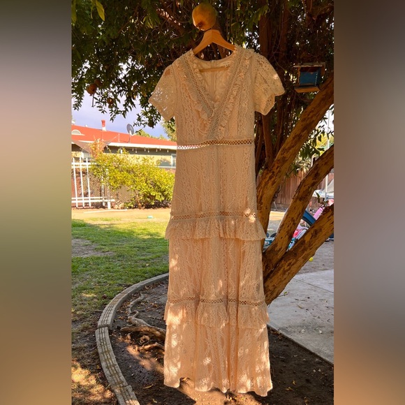 Just Me Tiered Ruffled Lace Maxi Dress Size S - Picture 5 of 5